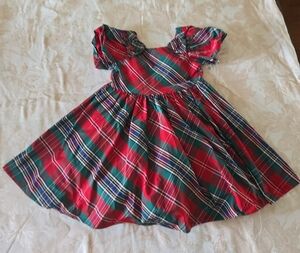 Janie and Jack Red and Green Plaid Puff Sleeve Dress